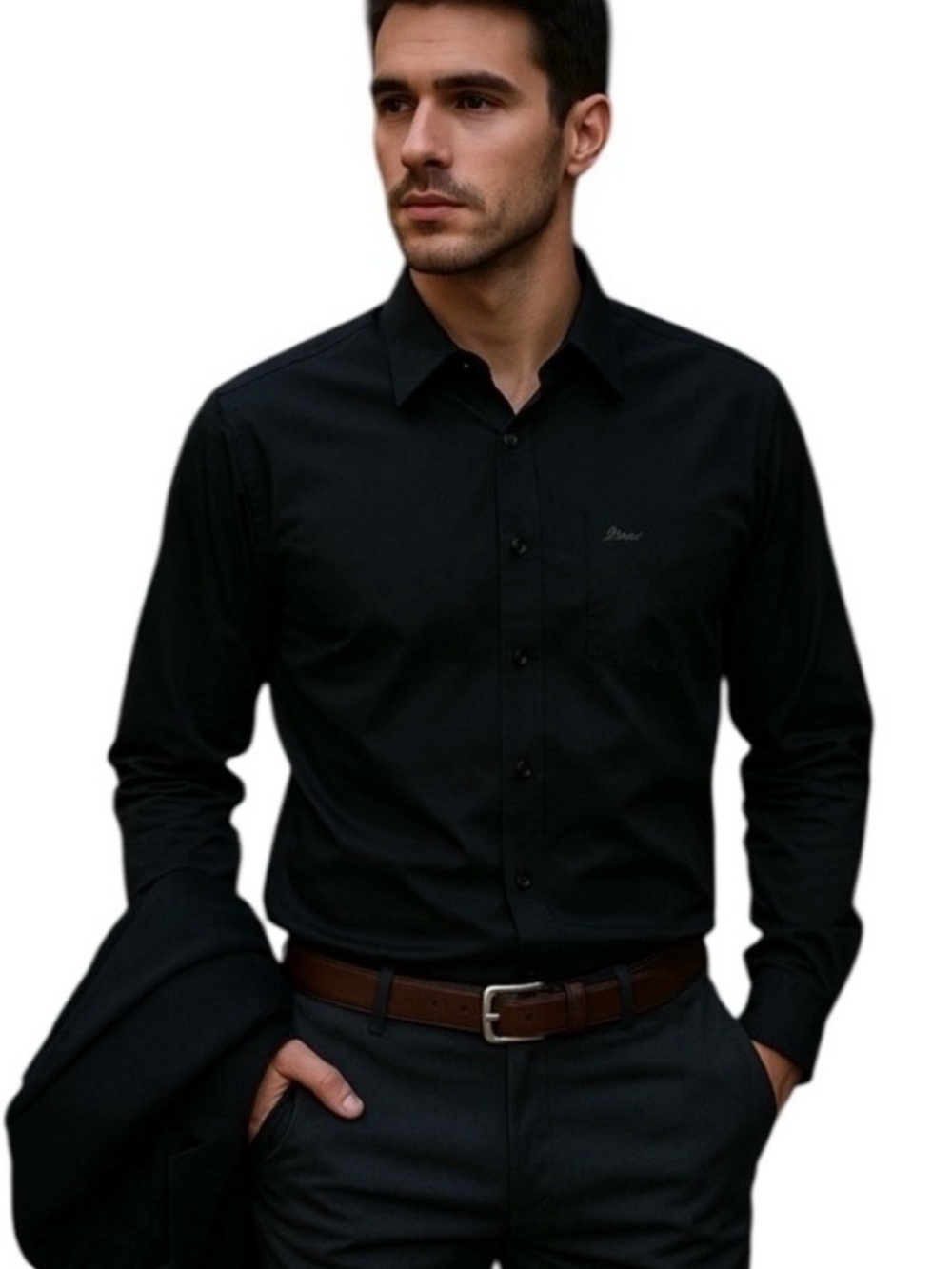 Dixxon Co Men's Signature Series Bamboo Blend Button Up Dress Shirt Black Size M